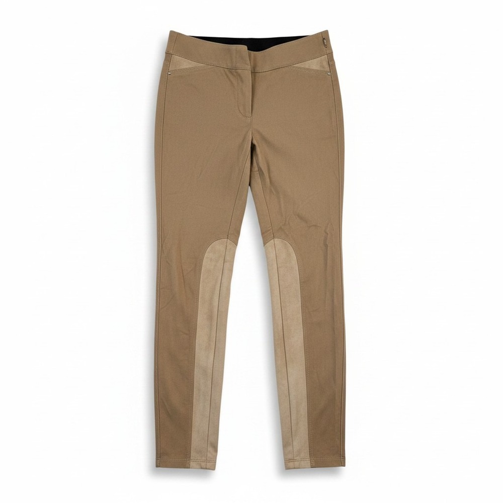 White House Black Market Tan Skinny Leg Size 0R Equestrian Pants Side Zip Khaki